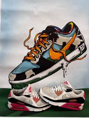 Nike Air Max Low Top Sneakers in White, Pink & Black Womans 7.5